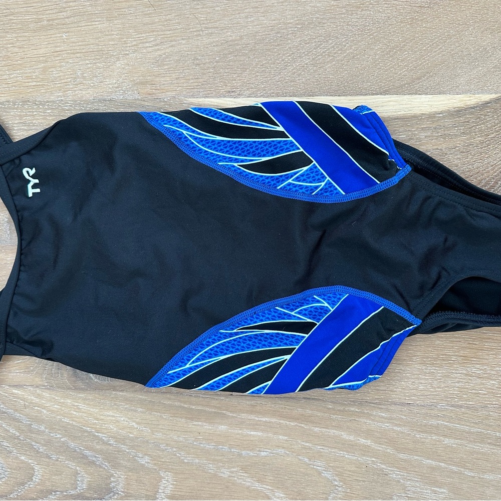 TYR Black Swimsuit with Blue Accents